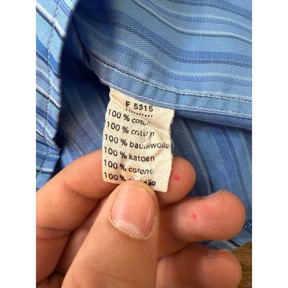 Lacoste Men's Blue Striped Pattern Long Sleeves Button Down Shirt Size 40 - Picture 6 of 6